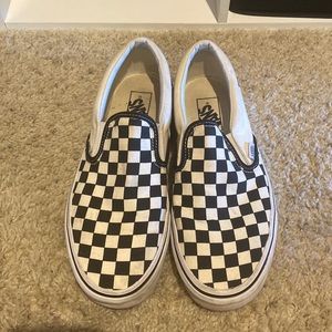 Vans checkered black and white slip on shoes